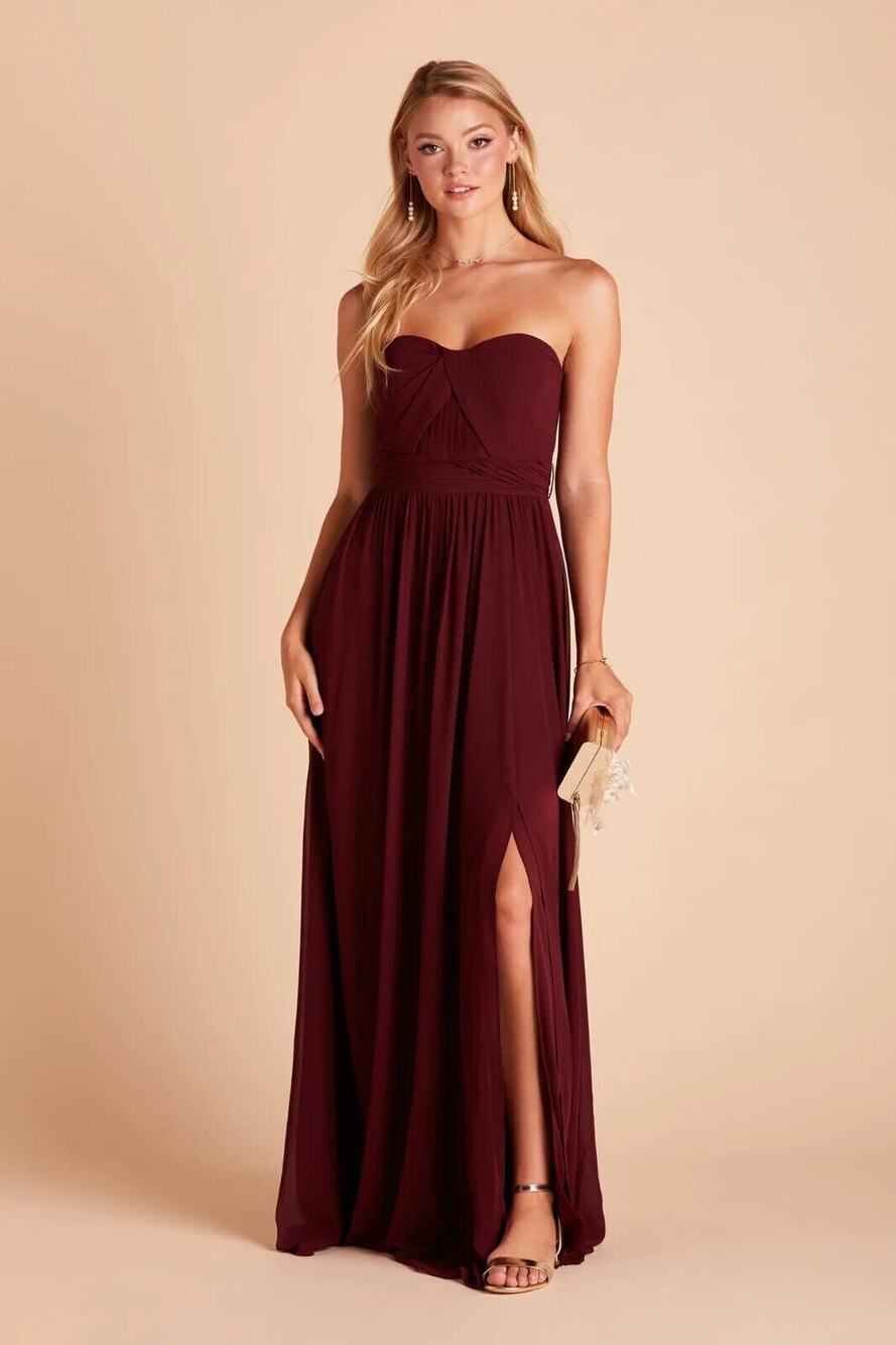 1525NWT Birdy Grey Grace Convertible (Baby) Chiffon Bridesmaid Dress Cabernet M
